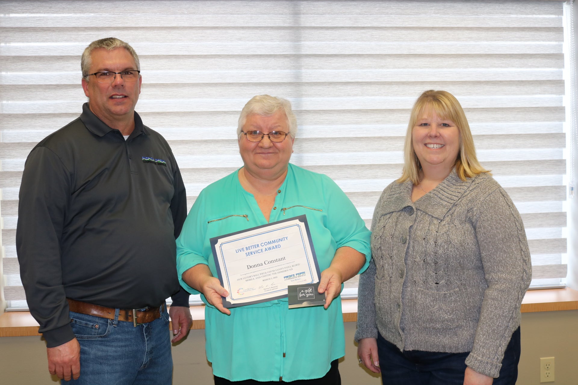 Donna Constant (center) received the Live Better Award